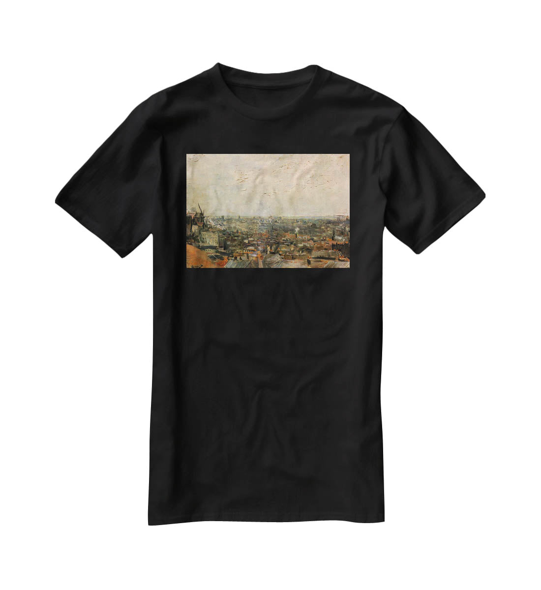 View of paris from Montmarte by Van Gogh T-Shirt - Canvas Art Rocks - 1