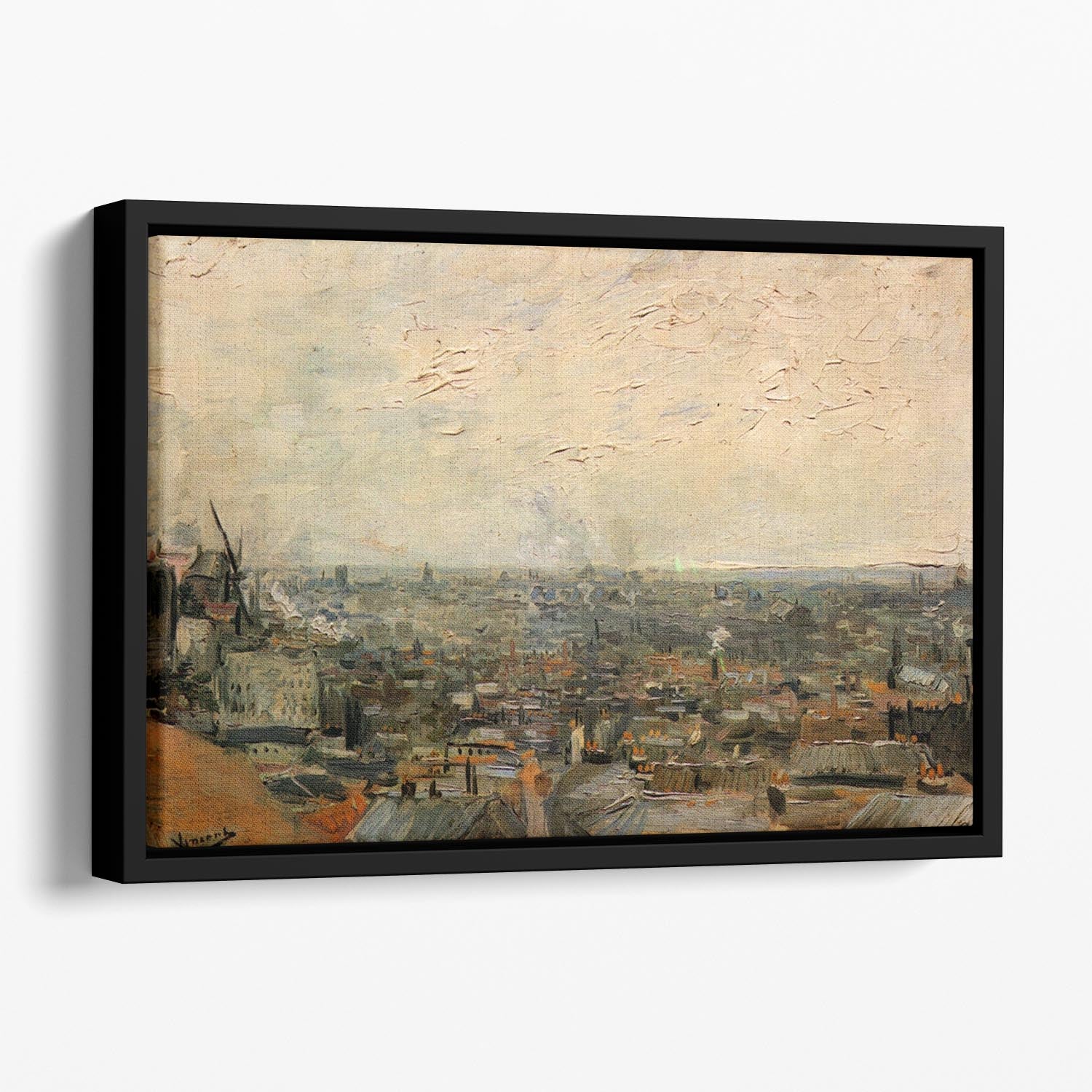 View of paris from Montmarte by Van Gogh Floating Framed Canvas