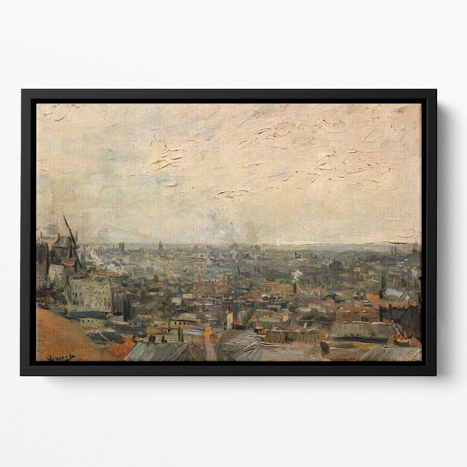 View of paris from Montmarte by Van Gogh Floating Framed Canvas