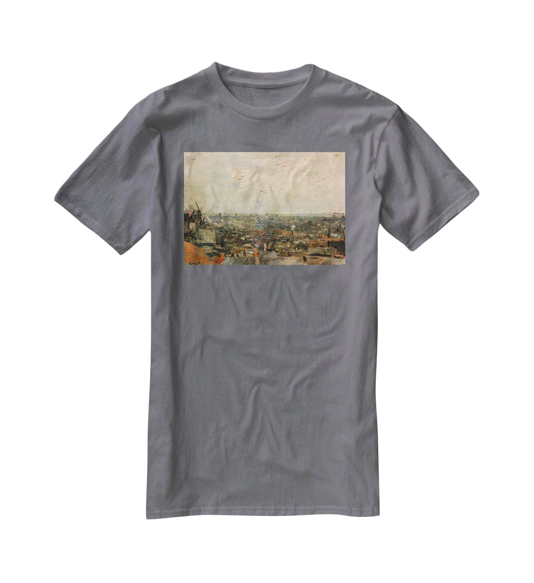 View of paris from Montmarte by Van Gogh T-Shirt - Canvas Art Rocks - 3