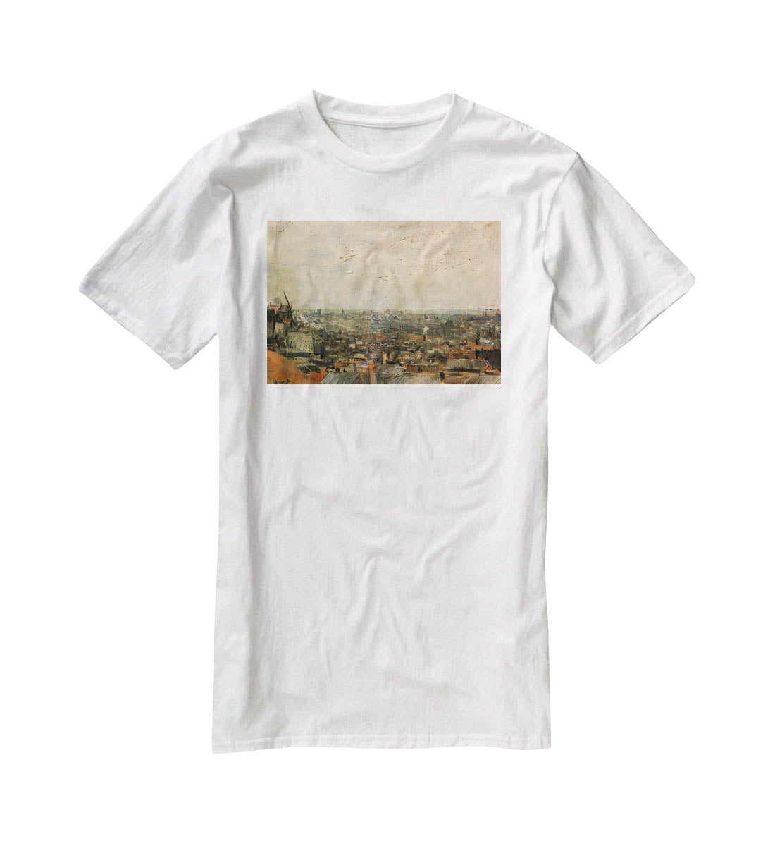 View of paris from Montmarte by Van Gogh T-Shirt - Canvas Art Rocks - 5
