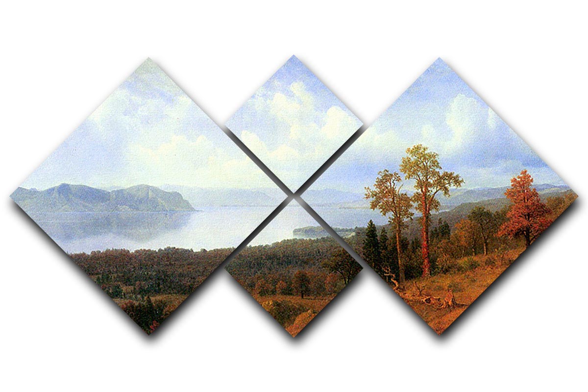 View of the Hudson River Vally by Bierstadt 4 Square Multi Panel Canvas - Canvas Art Rocks - 1