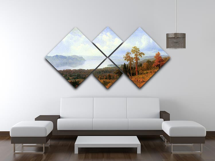 View of the Hudson River Vally by Bierstadt 4 Square Multi Panel Canvas - Canvas Art Rocks - 3