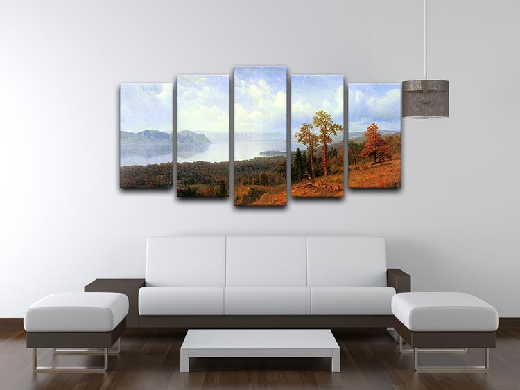 View of the Hudson River Vally by Bierstadt 5 Split Panel Canvas - Canvas Art Rocks - 3