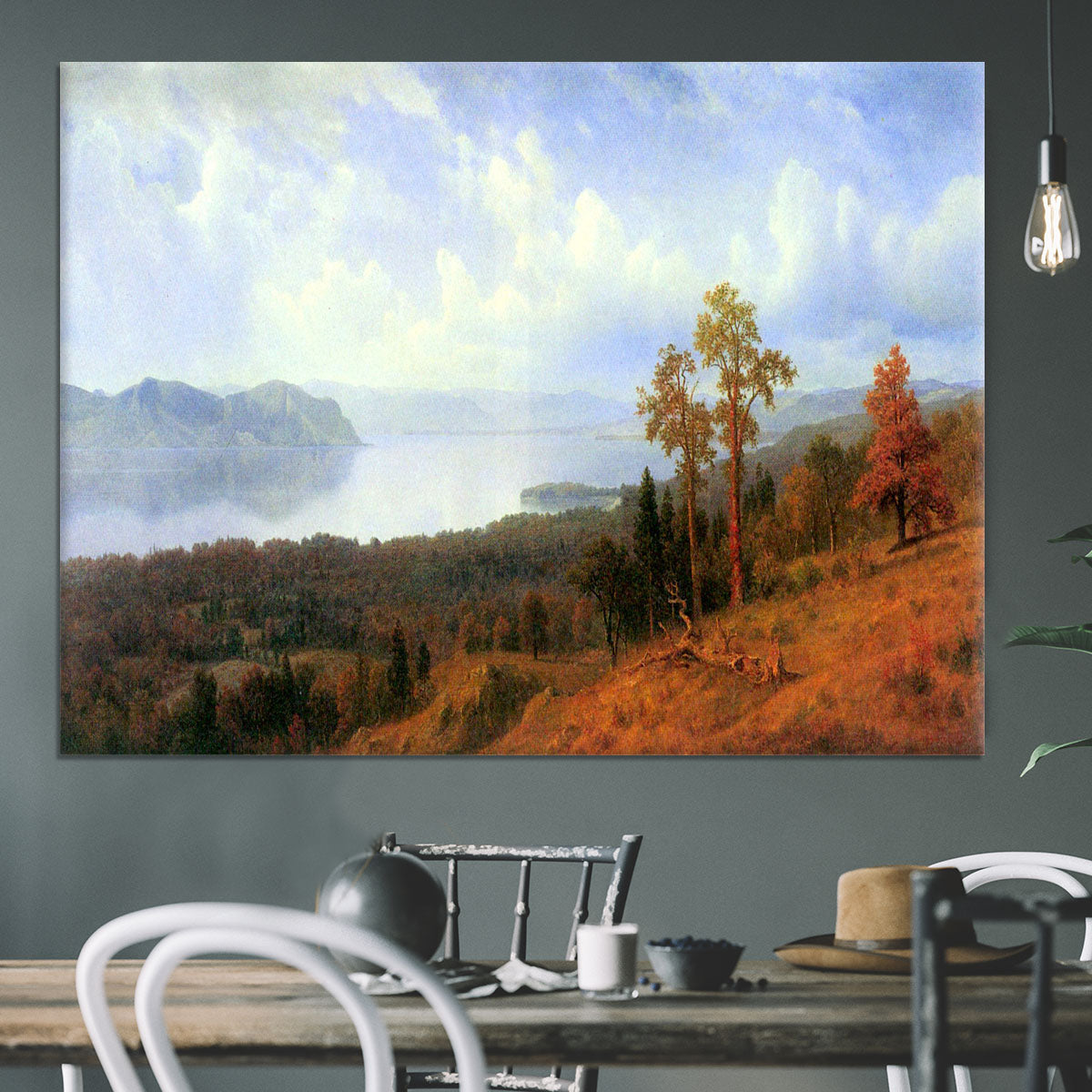 View of the Hudson River Vally by Bierstadt Canvas Print or Poster - Canvas Art Rocks - 3