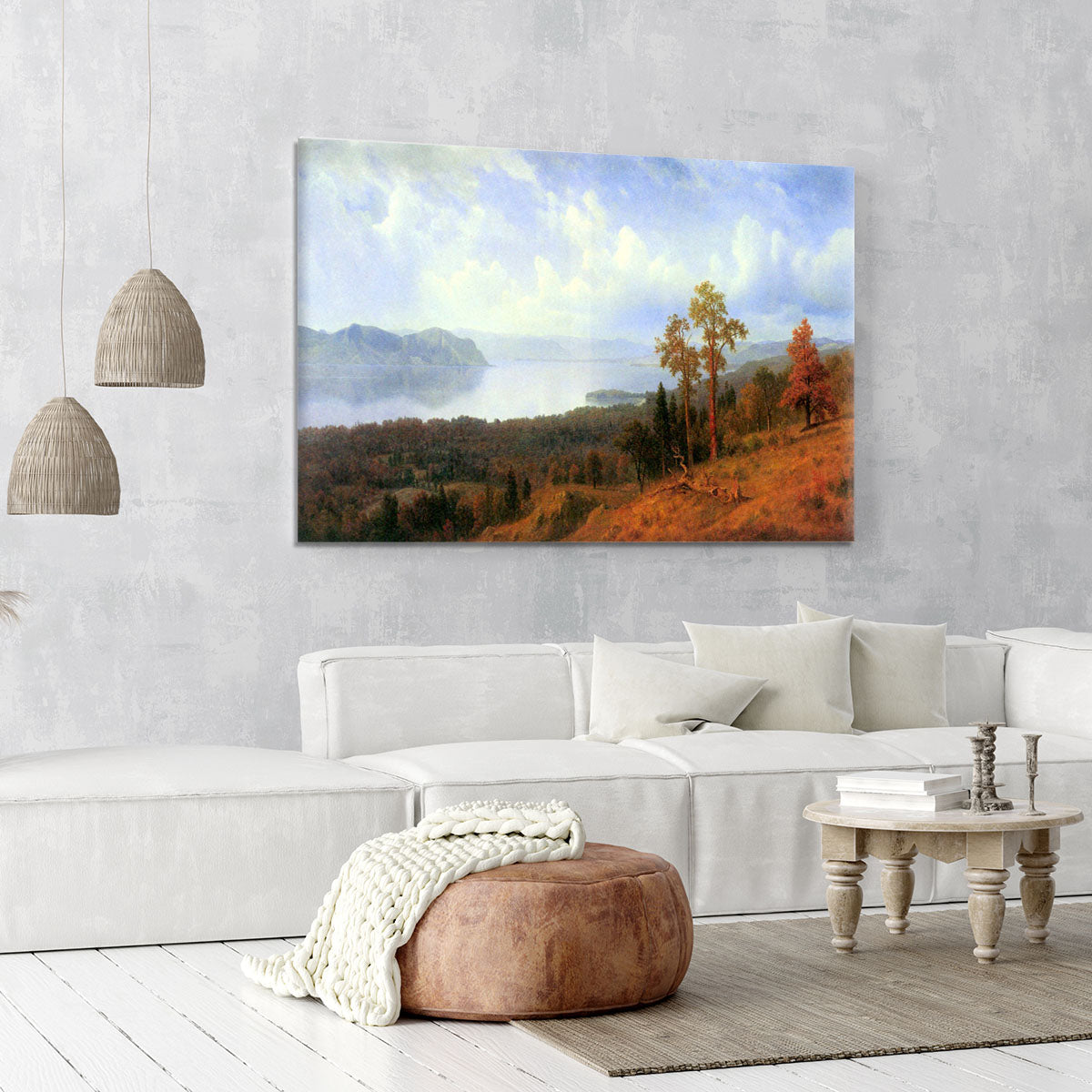 View of the Hudson River Vally by Bierstadt Canvas Print or Poster - Canvas Art Rocks - 6