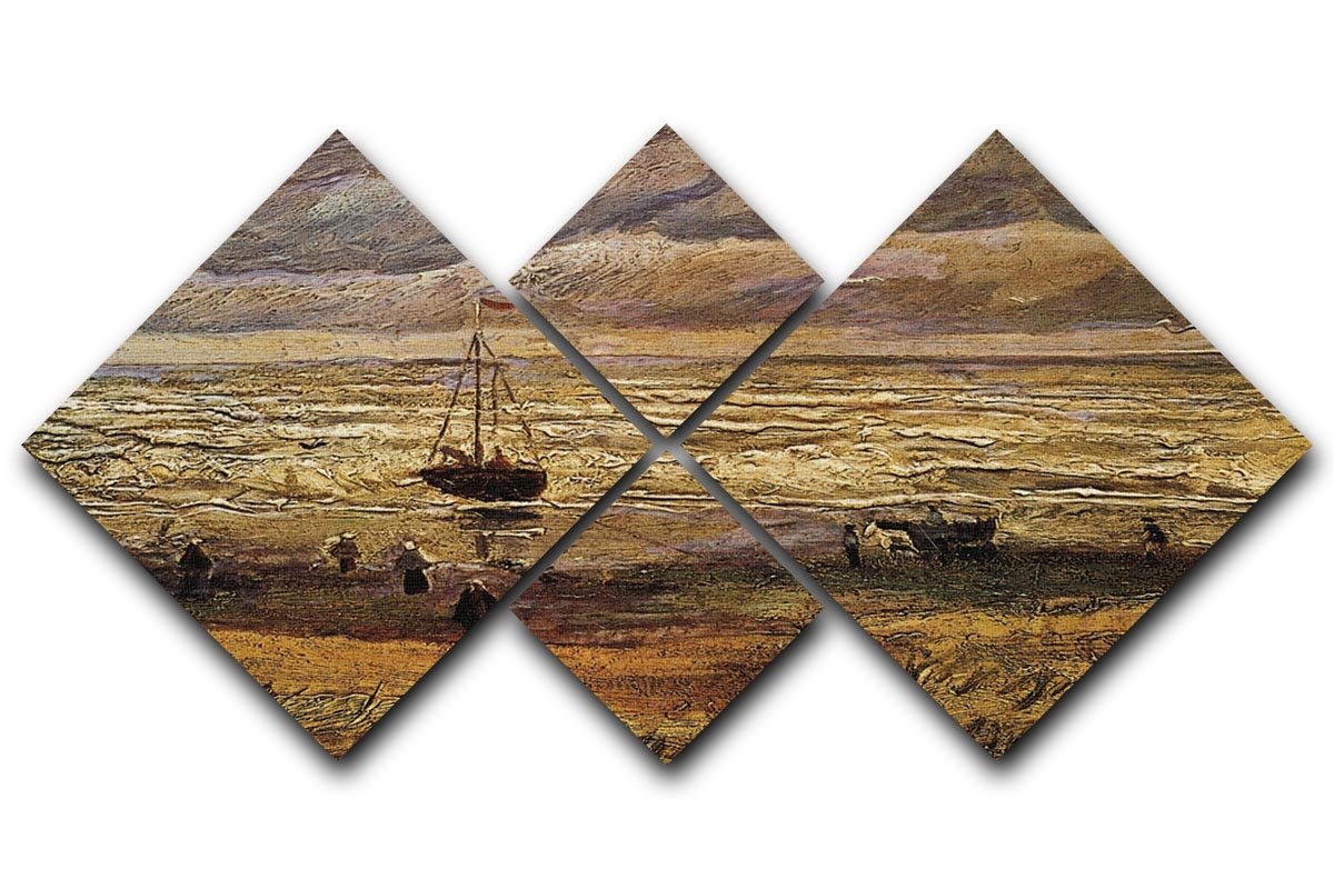 View of the Sea at Scheveningen by Van Gogh 4 Square Multi Panel Canvas  - Canvas Art Rocks - 1