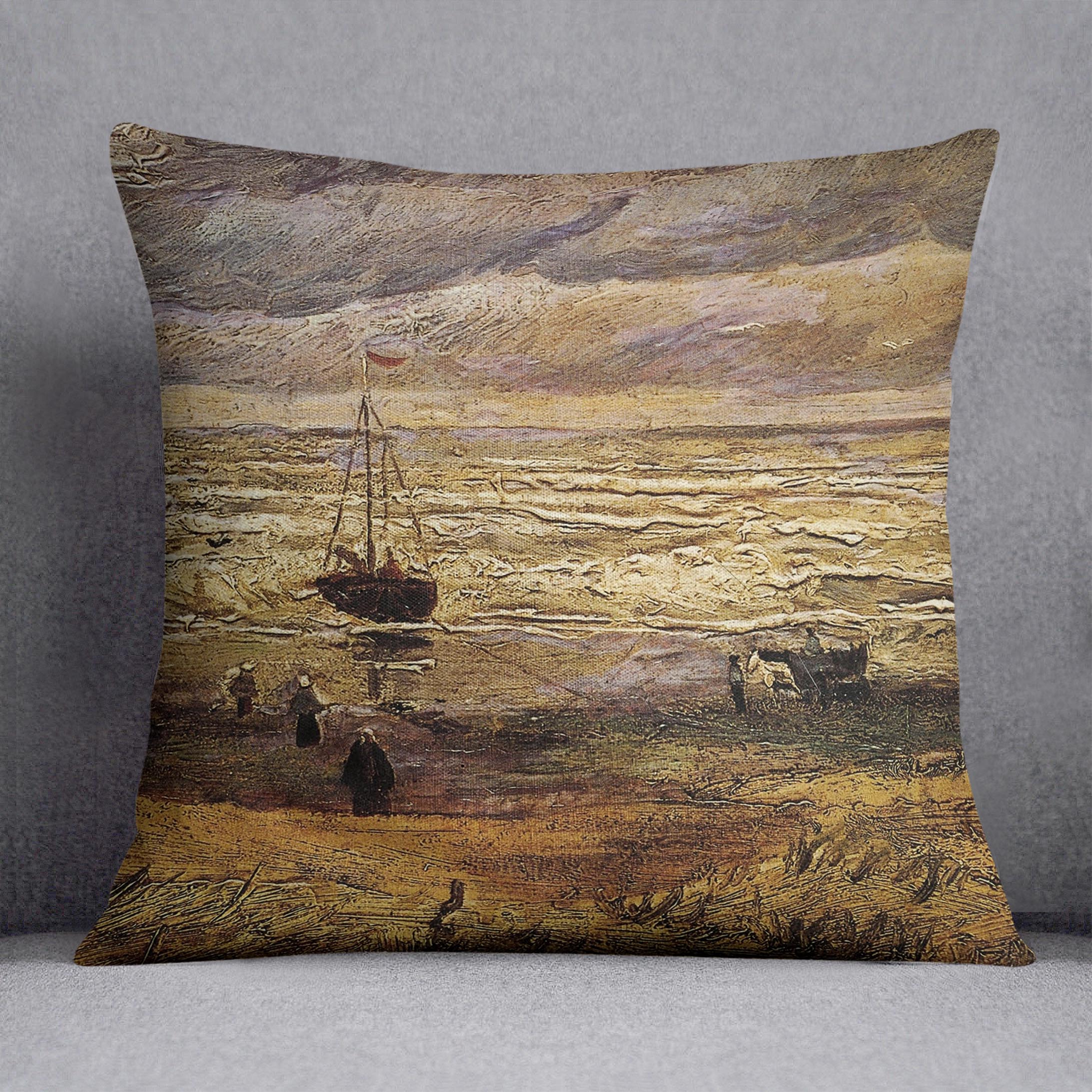 View of the Sea at Scheveningen by Van Gogh Cushion