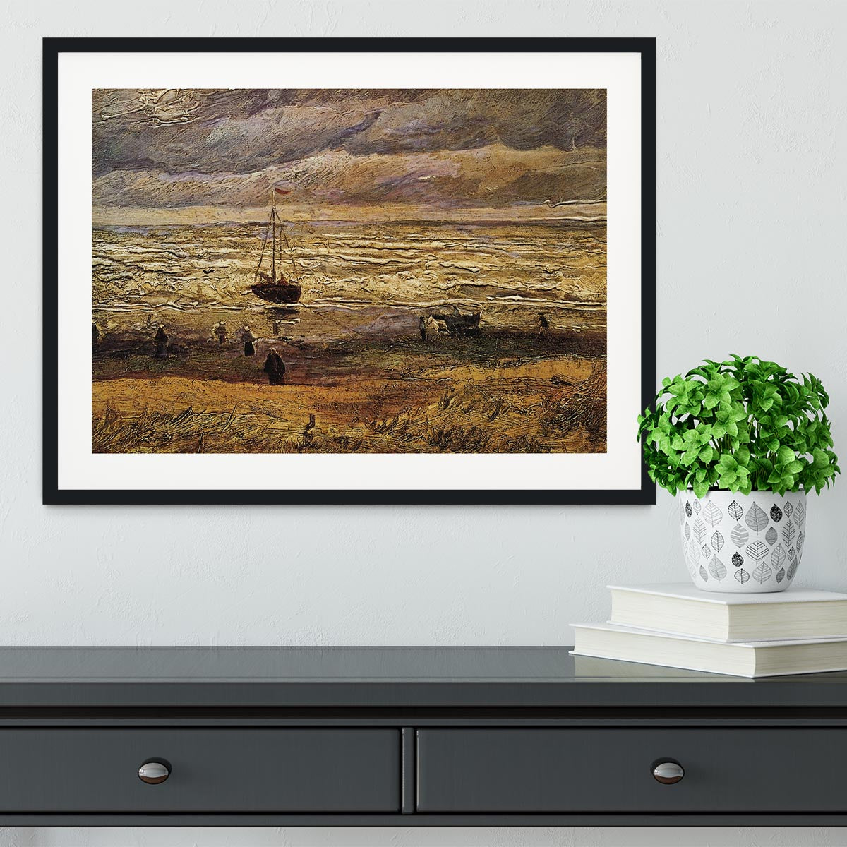 View of the Sea at Scheveningen by Van Gogh Framed Print - Canvas Art Rocks - 1
