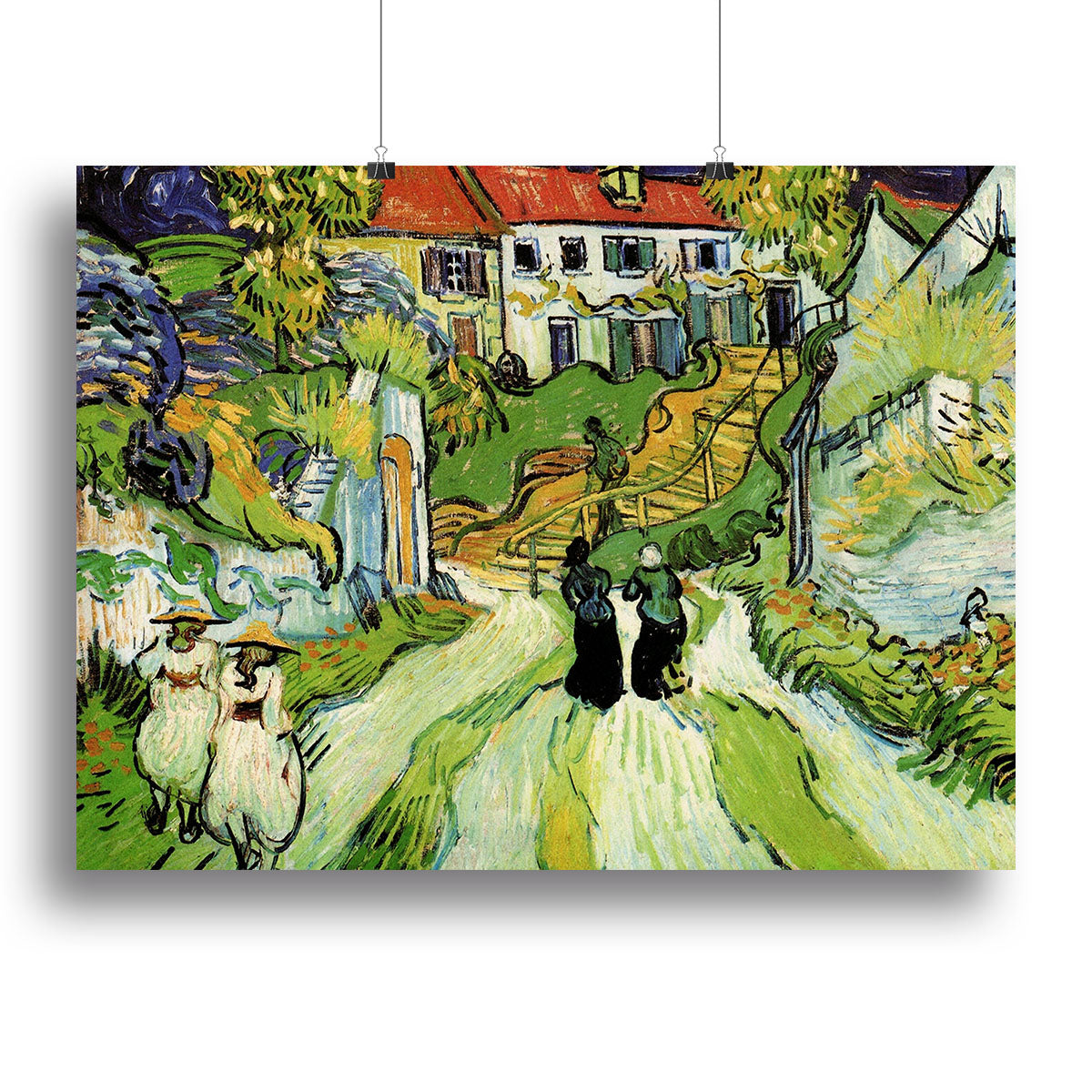 Village Street and Steps in Auvers with Figures by Van Gogh Canvas Print or Poster - Canvas Art Rocks - 2