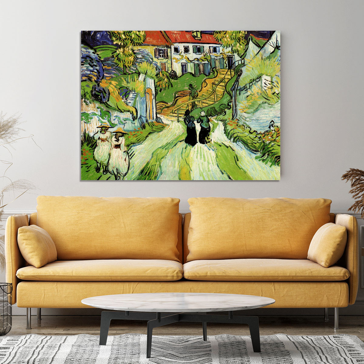 Village Street and Steps in Auvers with Figures by Van Gogh Canvas Print or Poster - Canvas Art Rocks - 4