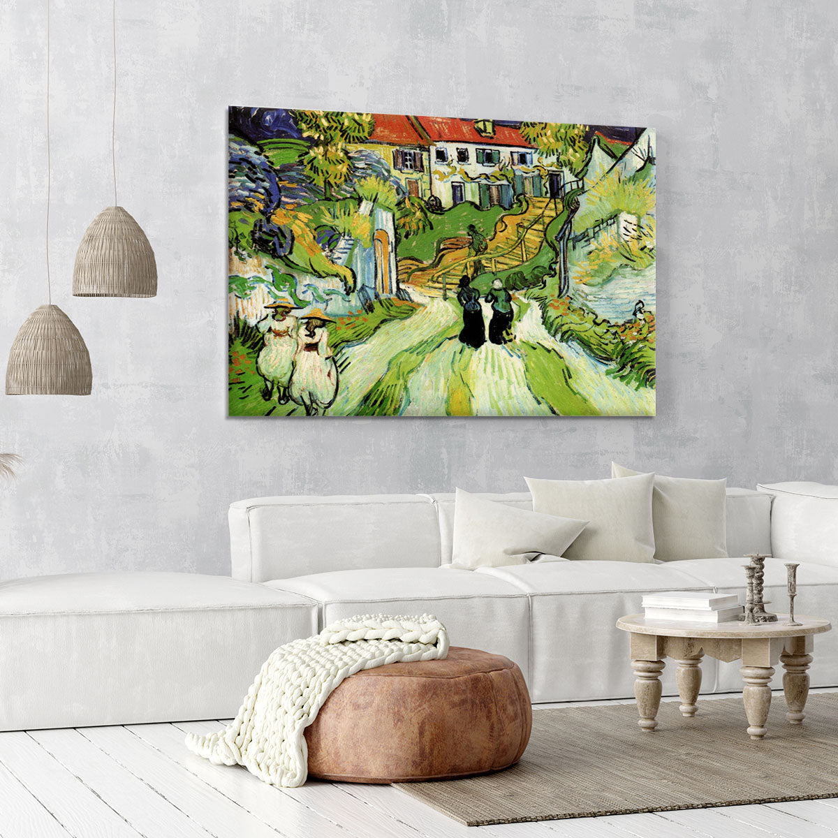 Village Street and Steps in Auvers with Figures by Van Gogh Canvas Print or Poster - Canvas Art Rocks - 6