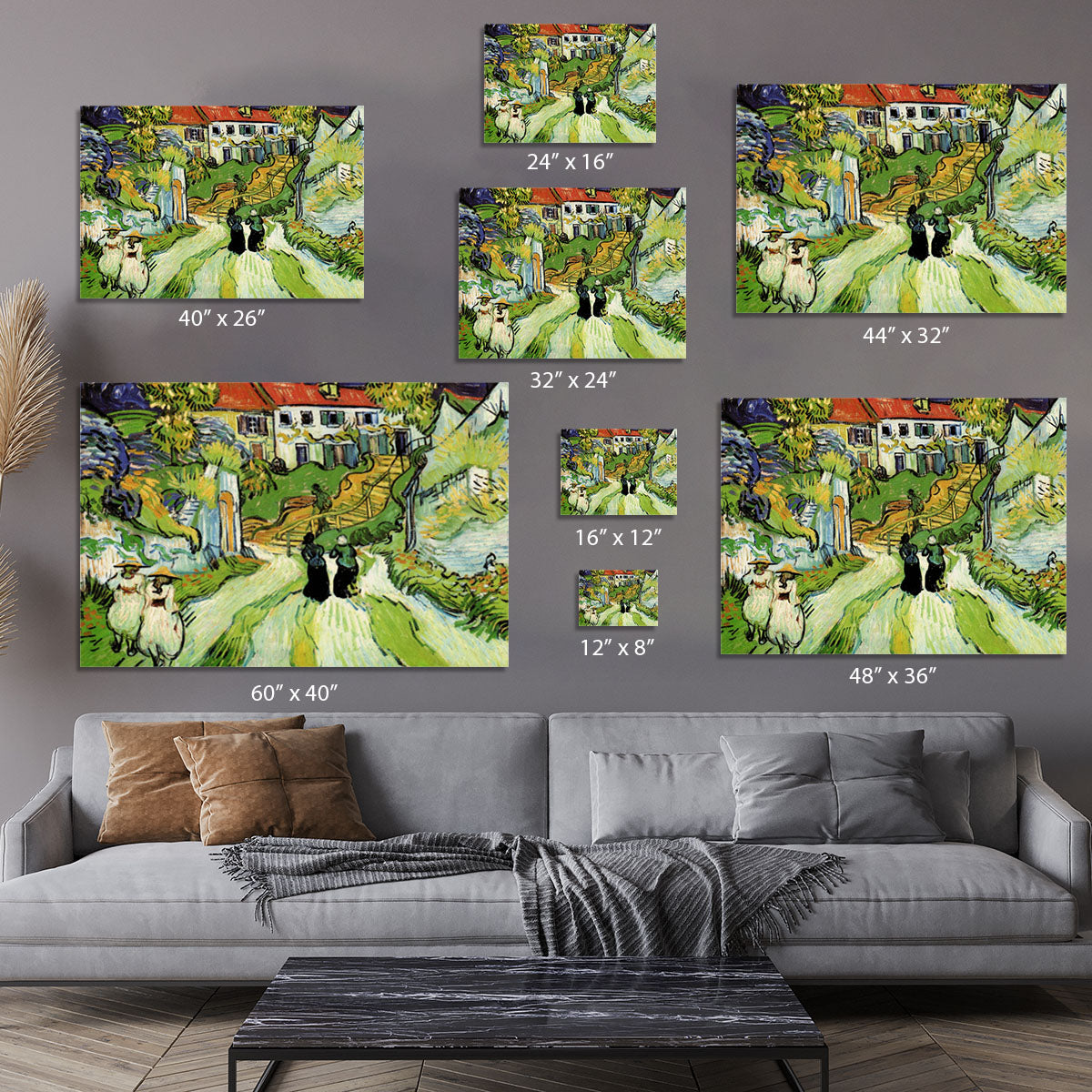 Village Street and Steps in Auvers with Figures by Van Gogh Canvas Print or Poster - Canvas Art Rocks - 7