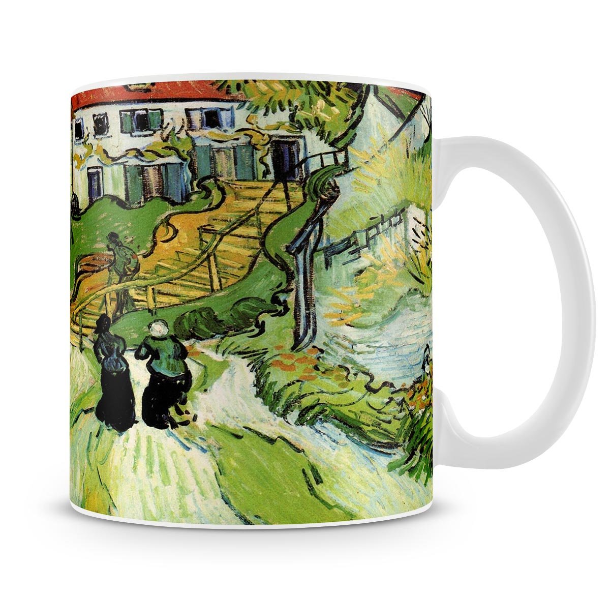 Village Street and Steps in Auvers with Figures by Van Gogh Mug - Canvas Art Rocks - 4