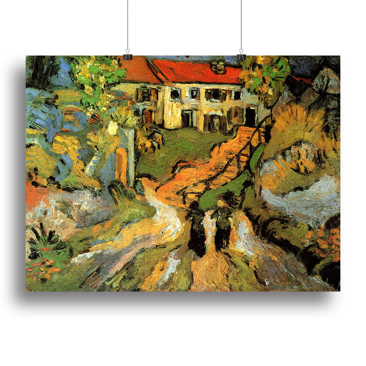 Village Street and Steps in Auvers with Two Figures by Van Gogh Canvas Print or Poster - Canvas Art Rocks - 2