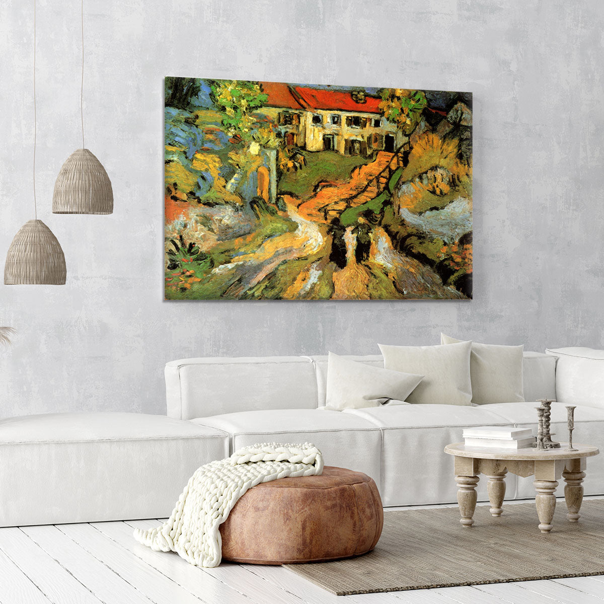 Village Street and Steps in Auvers with Two Figures by Van Gogh Canvas Print or Poster - Canvas Art Rocks - 6