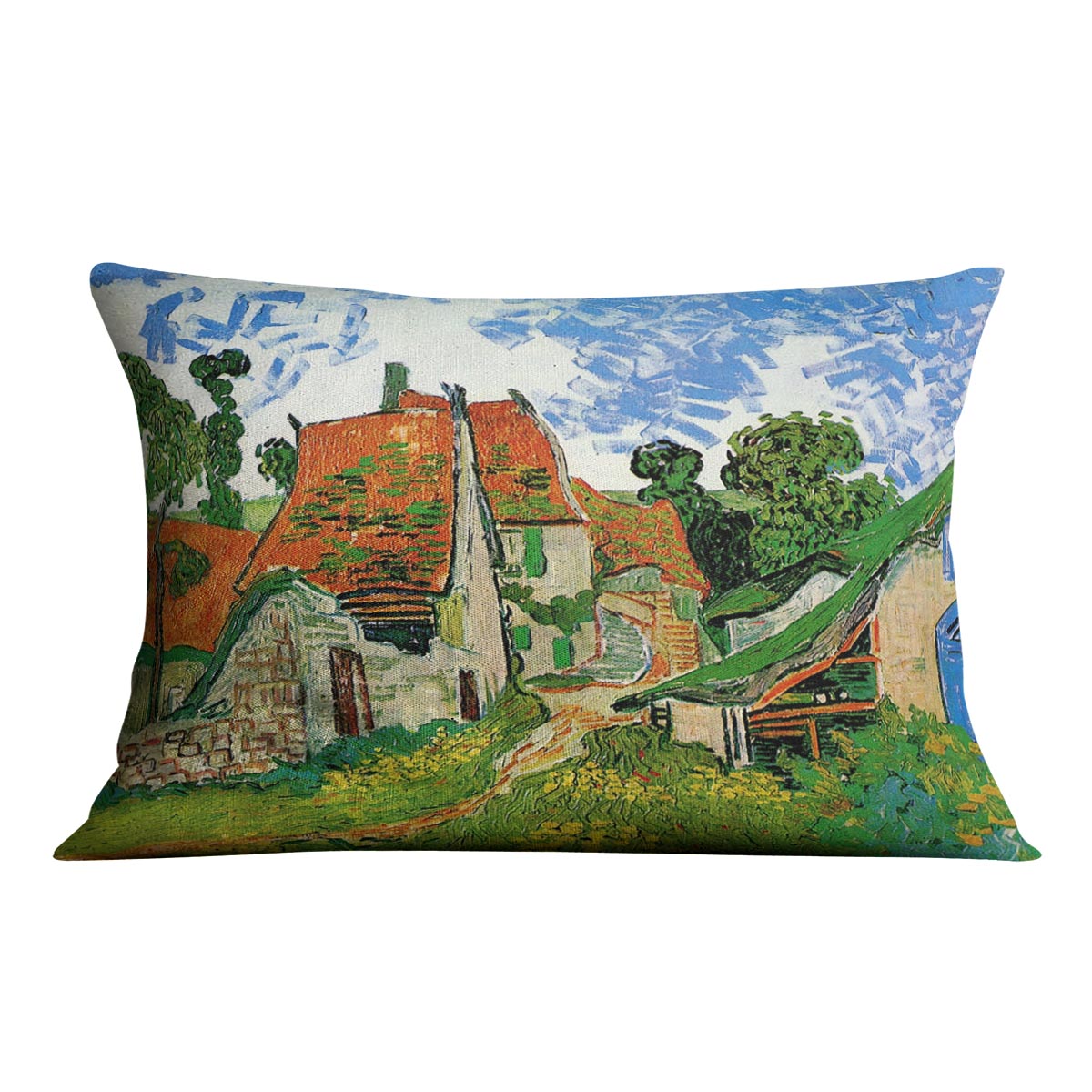 Village Street in Auvers by Van Gogh Cushion