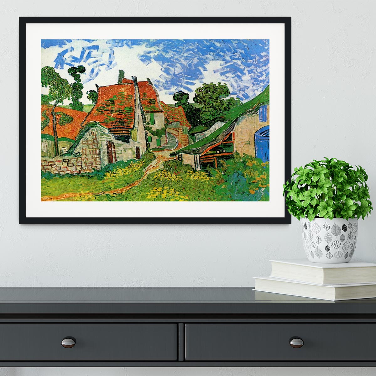 Village Street in Auvers by Van Gogh Framed Print - Canvas Art Rocks - 1