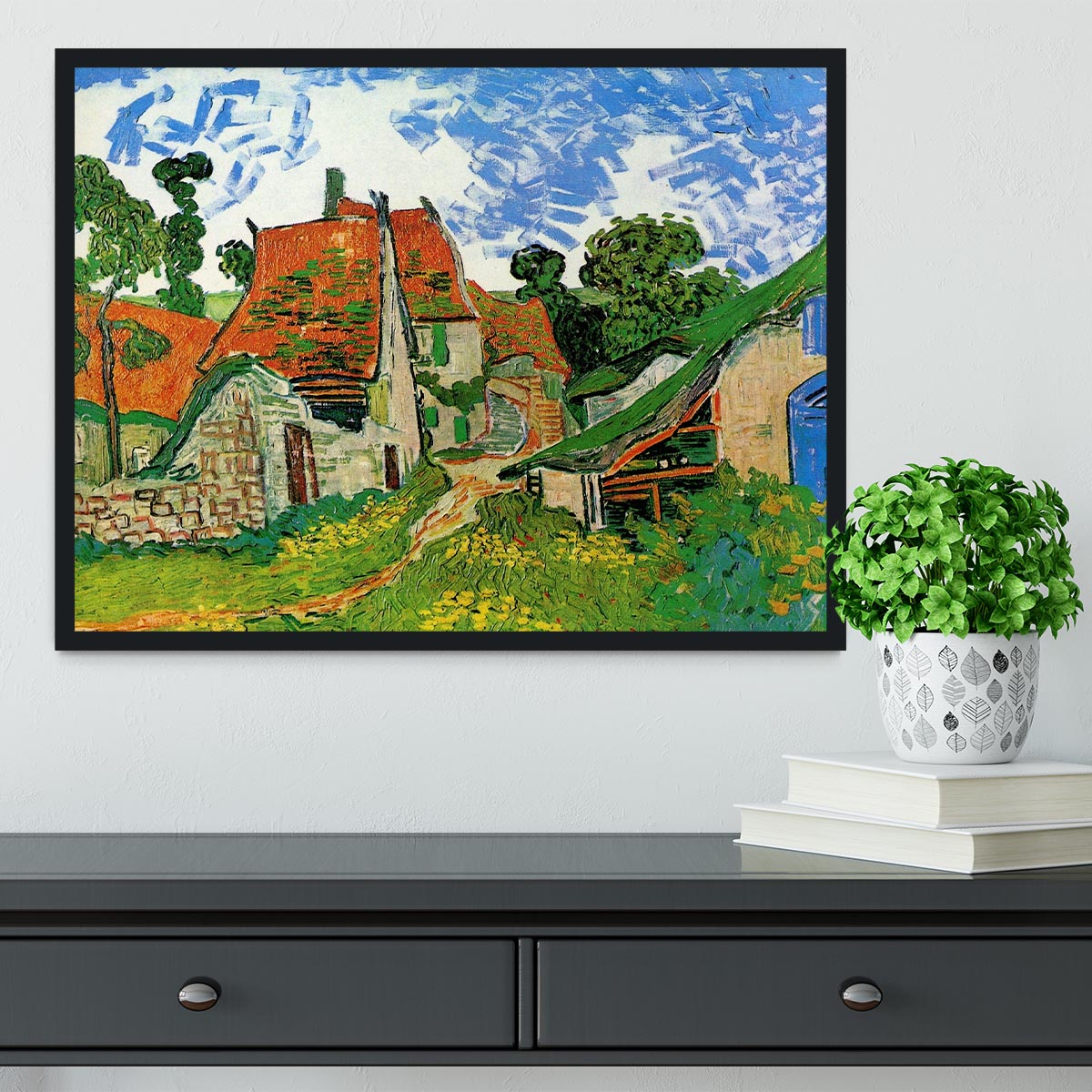 Village Street in Auvers by Van Gogh Framed Print - Canvas Art Rocks - 2