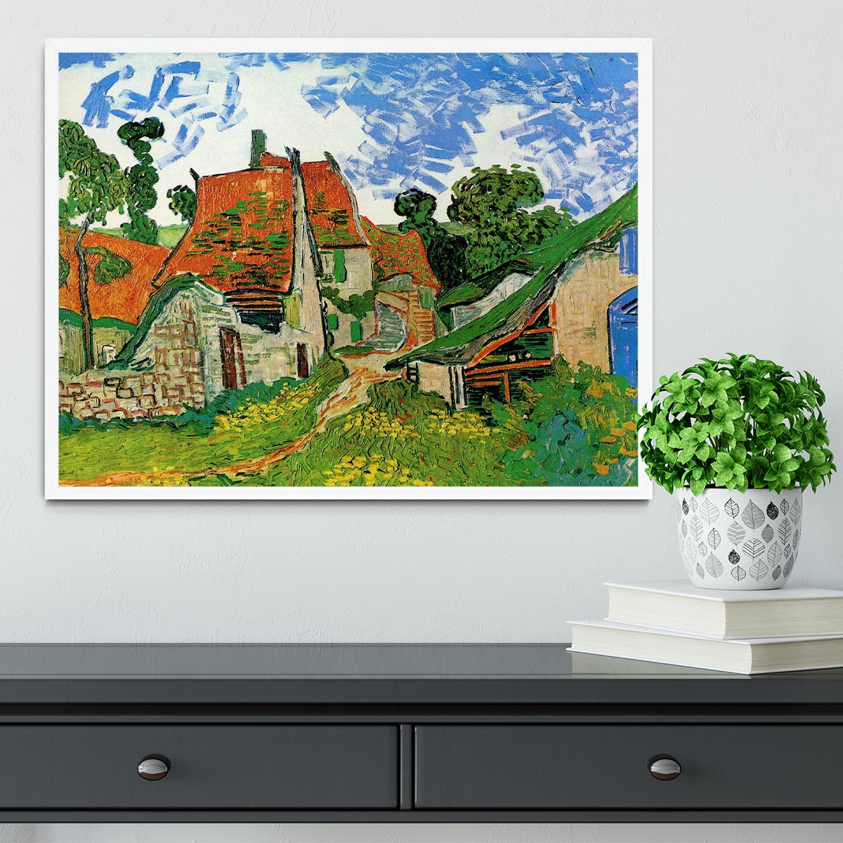 Village Street in Auvers by Van Gogh Framed Print - Canvas Art Rocks -6