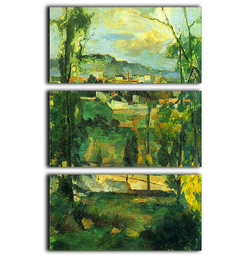 Village behind the trees Ile de France by Cezanne 3 Split Panel Canvas Print - Canvas Art Rocks - 1