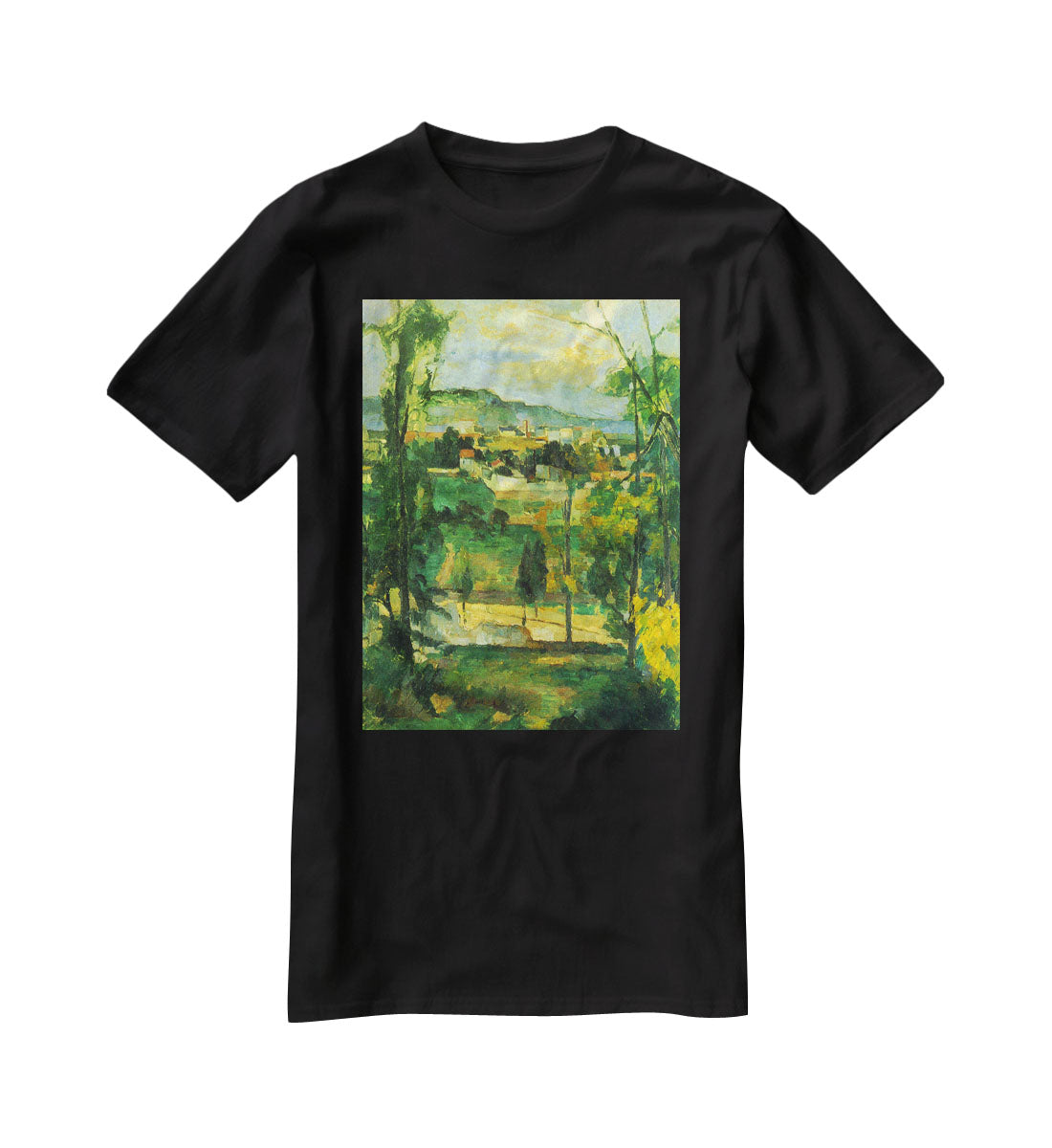 Village behind the trees Ile de France by Cezanne T-Shirt - Canvas Art Rocks - 1