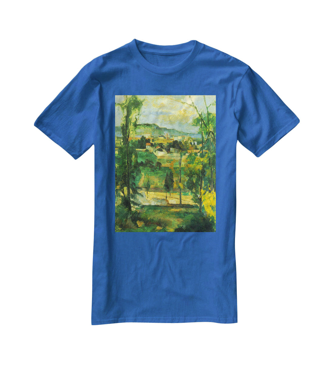 Village behind the trees Ile de France by Cezanne T-Shirt - Canvas Art Rocks - 2