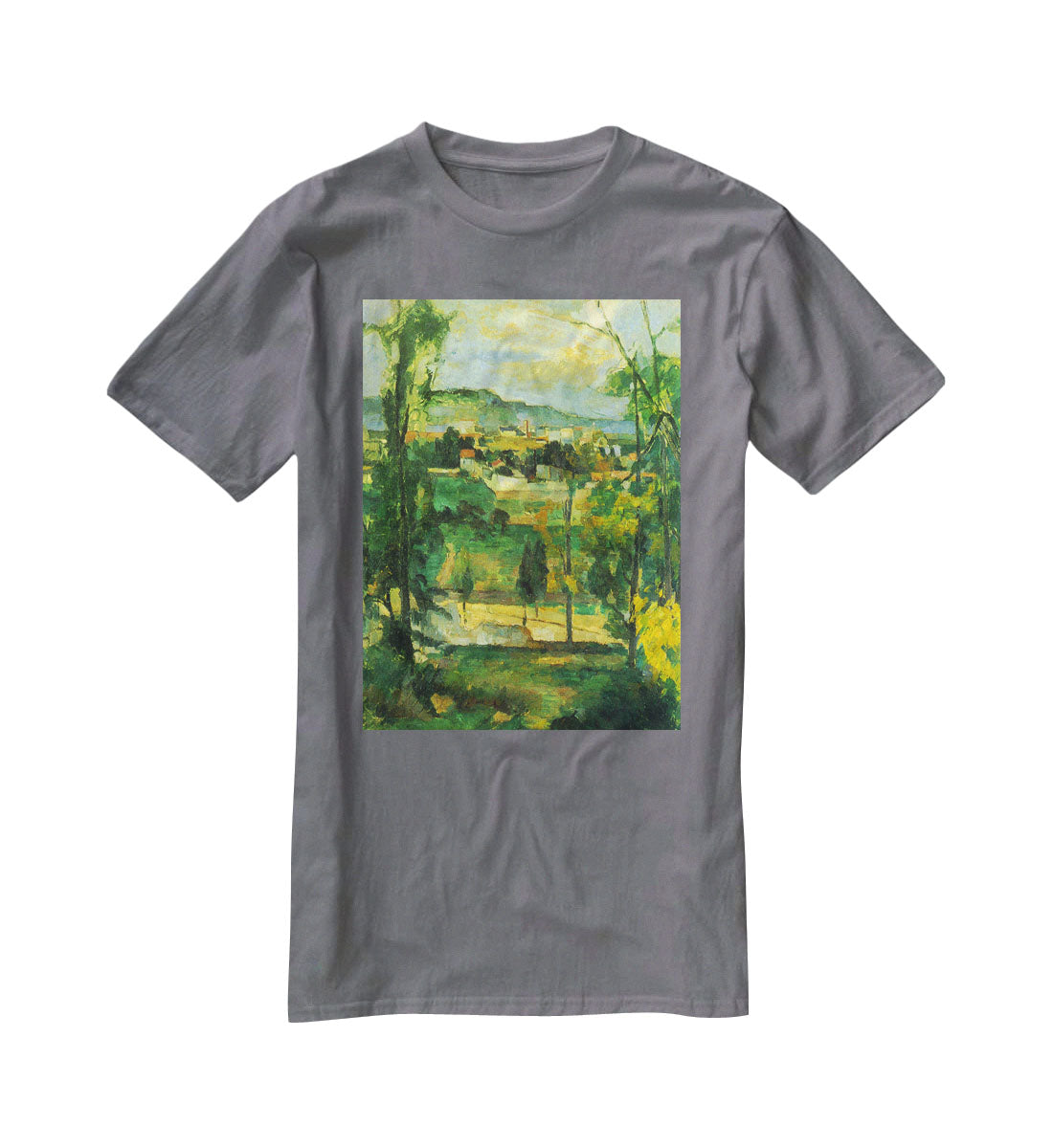 Village behind the trees Ile de France by Cezanne T-Shirt - Canvas Art Rocks - 3