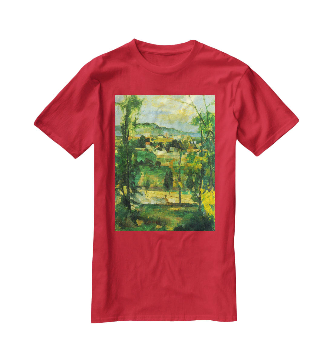 Village behind the trees Ile de France by Cezanne T-Shirt - Canvas Art Rocks - 4