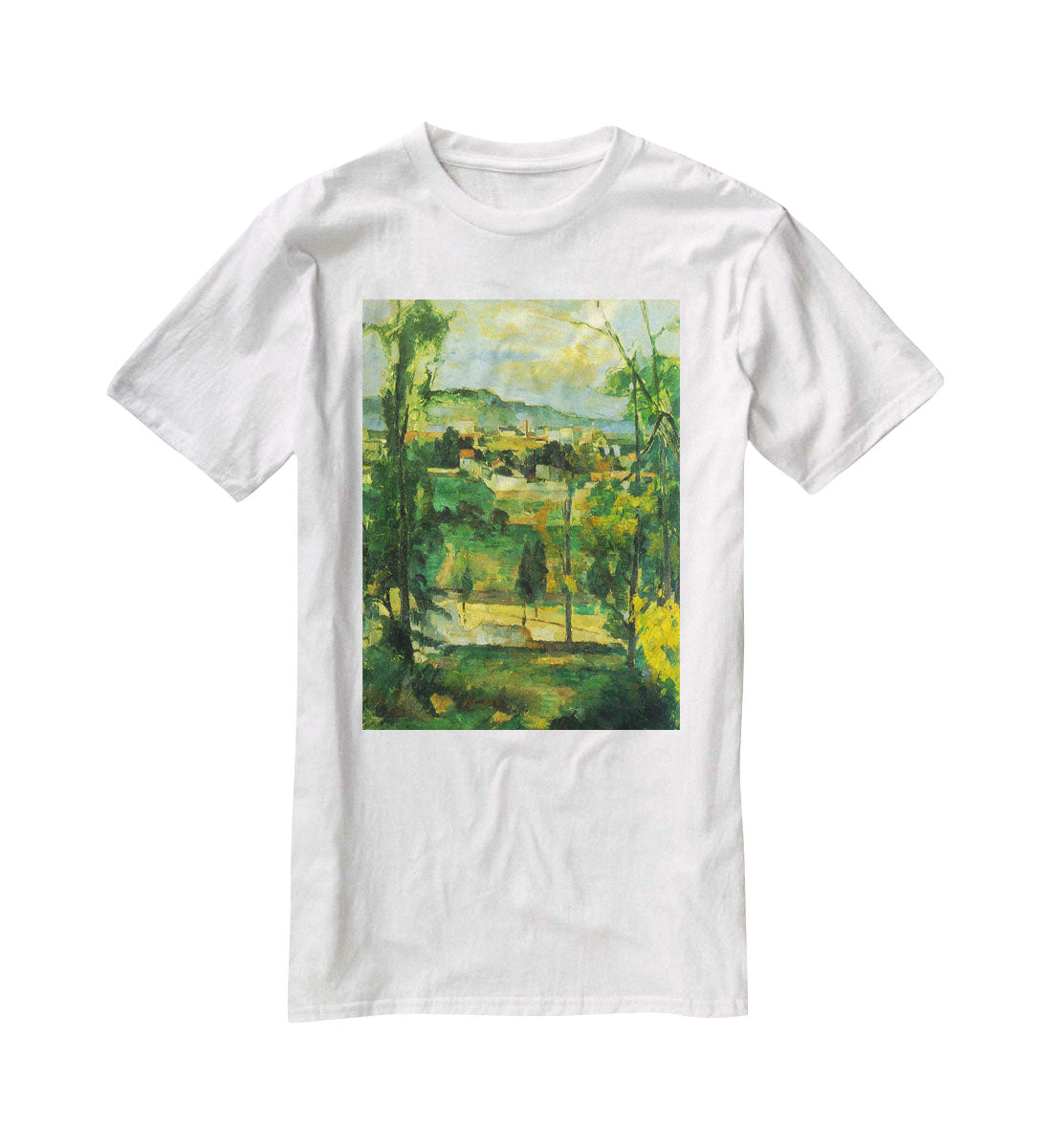 Village behind the trees Ile de France by Cezanne T-Shirt - Canvas Art Rocks - 5