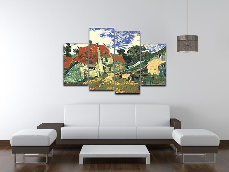 Villages Street in Auvers by Van Gogh 4 Split Panel Canvas - Canvas Art Rocks - 3