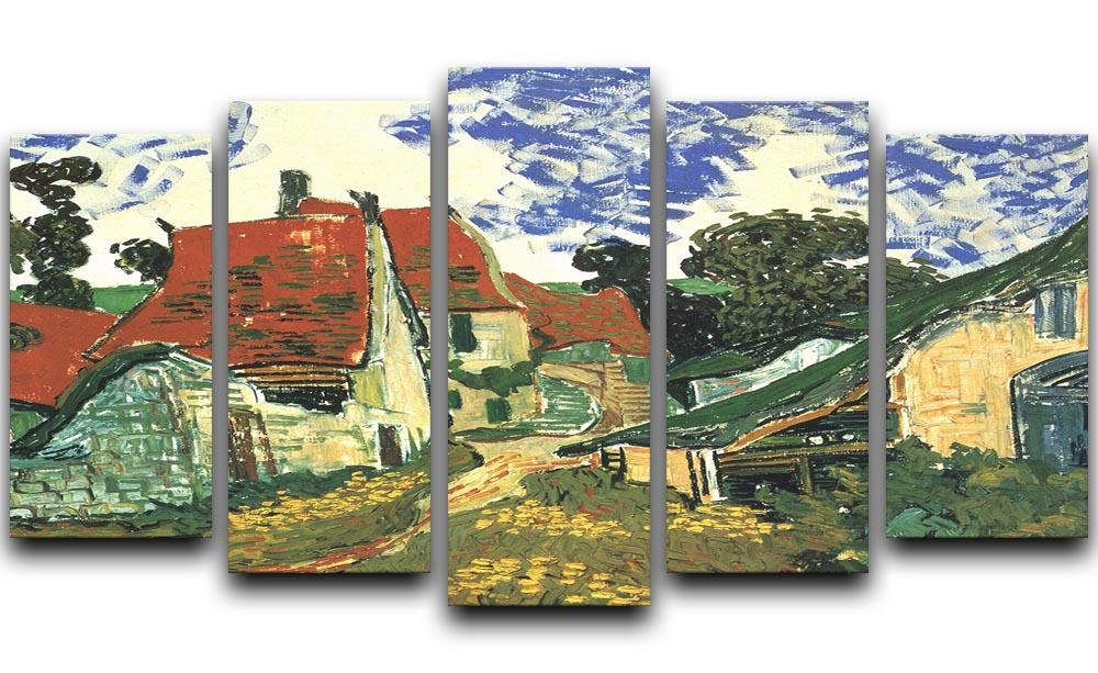 Villages Street in Auvers by Van Gogh 5 Split Panel Canvas  - Canvas Art Rocks - 1