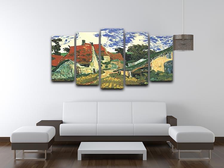 Villages Street in Auvers by Van Gogh 5 Split Panel Canvas - Canvas Art Rocks - 3