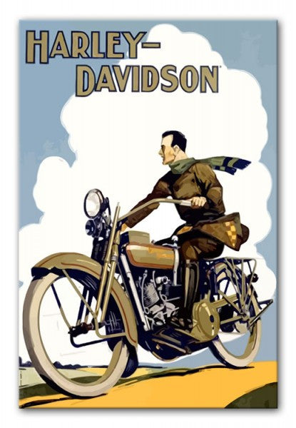 Vintage Harley Davidson Print - Canvas Art Rocks - 1
