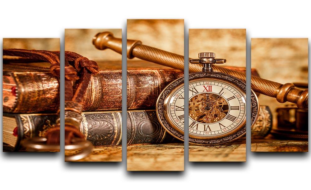Vintage Antique pocket watch 5 Split Panel Canvas  - Canvas Art Rocks - 1