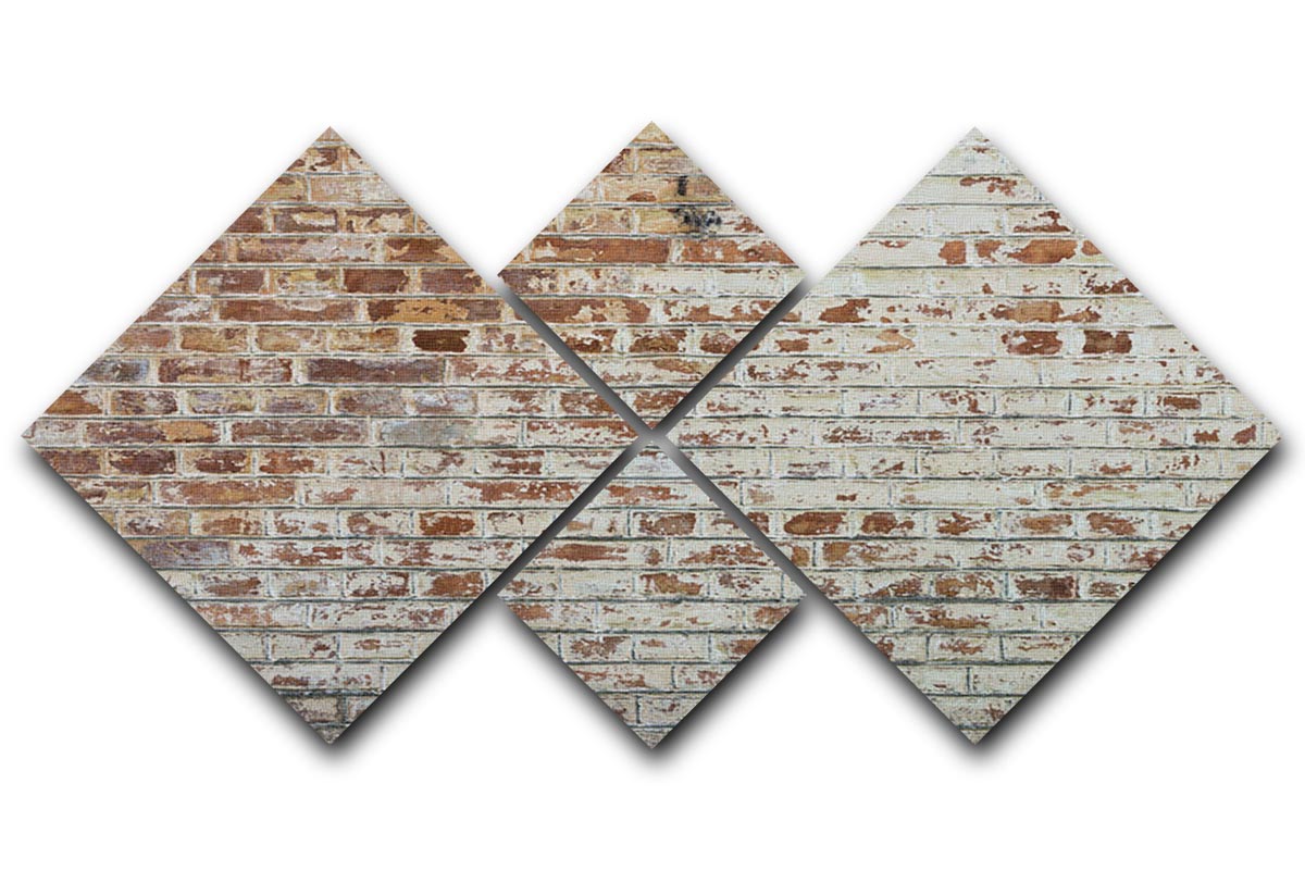 Vintage dirty brick wall 4 Square Multi Panel Canvas - Canvas Art Rocks - 1