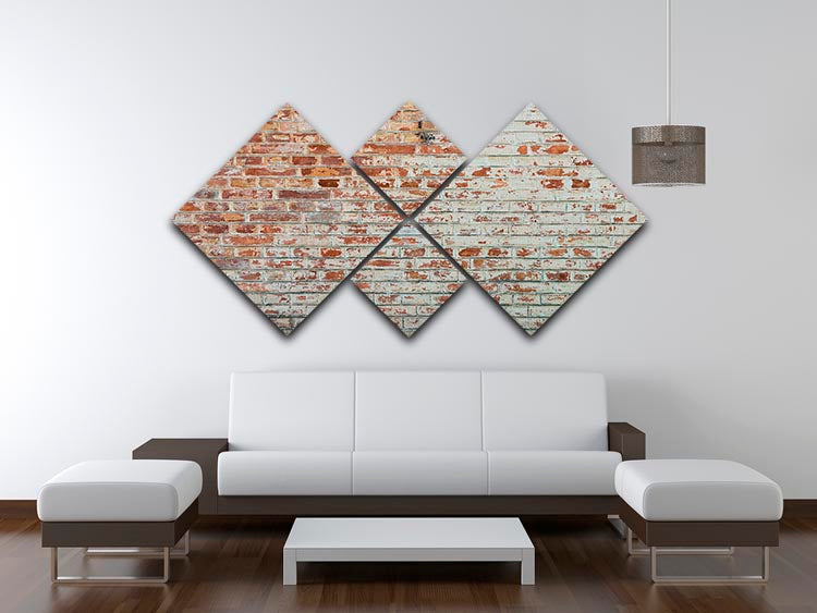 Vintage dirty brick wall 4 Square Multi Panel Canvas - Canvas Art Rocks - 3