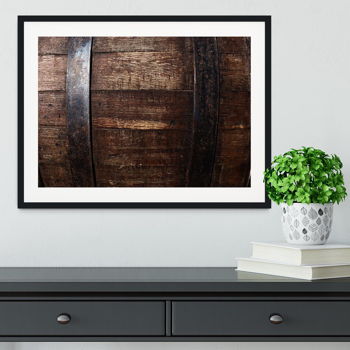 Vintage texture of oak barrel Framed Print - Canvas Art Rocks - 1