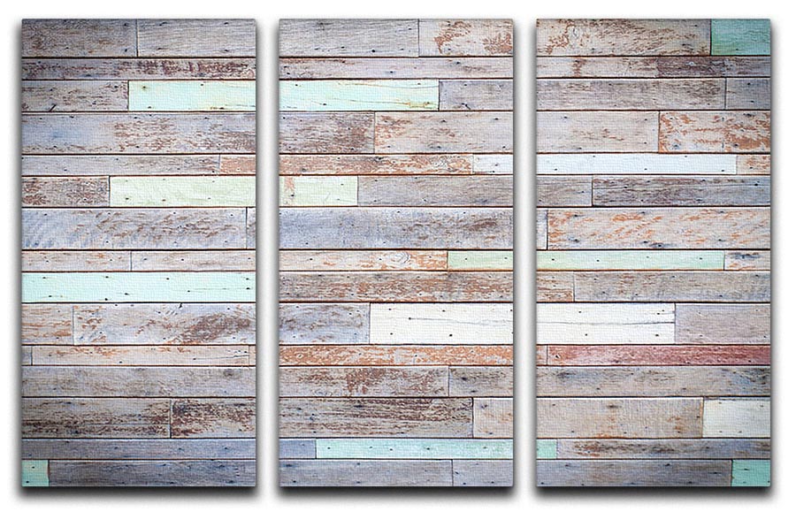 Vintage wooden wall 3 Split Panel Canvas Print - Canvas Art Rocks - 1