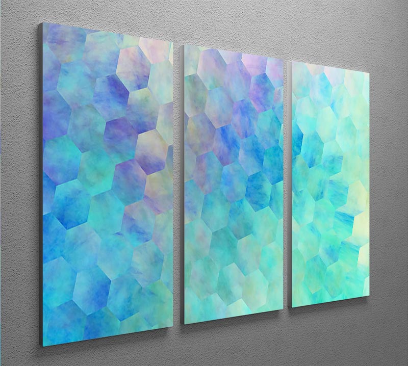 Violet and Blue Hexagons 3 Split Panel Canvas Print - Canvas Art Rocks - 2