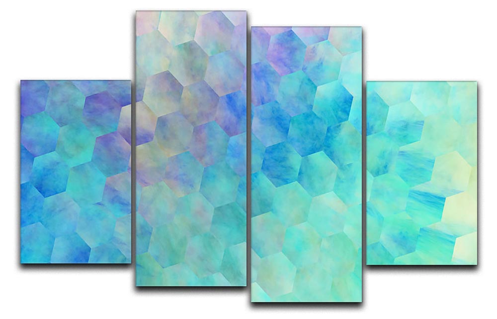 Violet and Blue Hexagons 4 Split Panel Canvas - Canvas Art Rocks - 1
