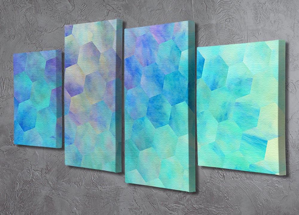 Violet and Blue Hexagons 4 Split Panel Canvas - Canvas Art Rocks - 2