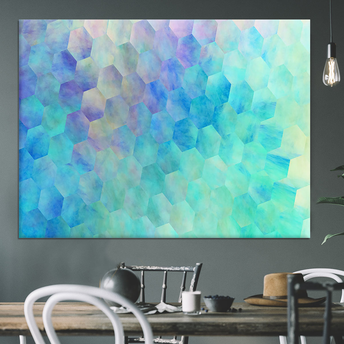 Violet and Blue Hexagons Canvas Print or Poster - Canvas Art Rocks - 3