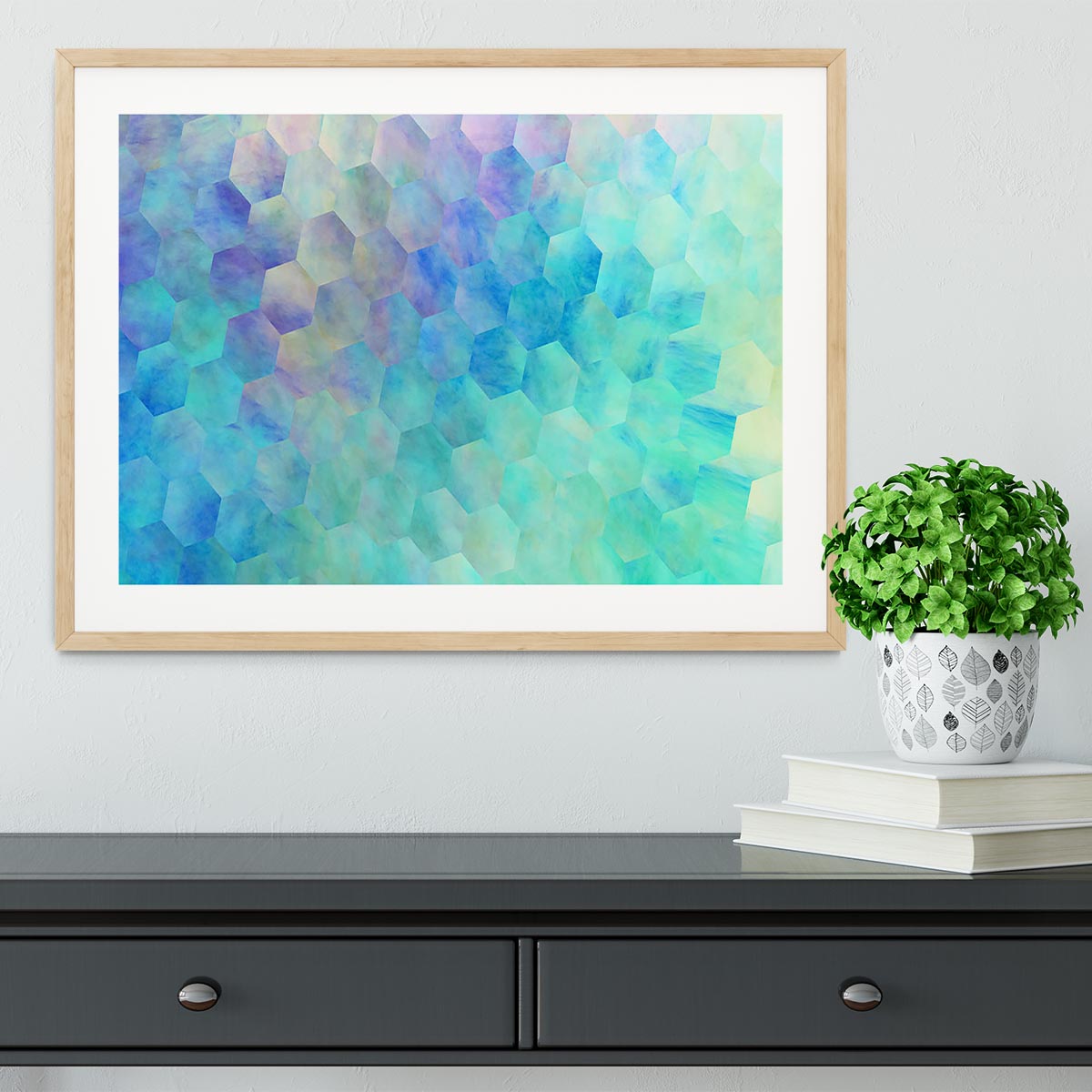Violet and Blue Hexagons Framed Print - Canvas Art Rocks - 3