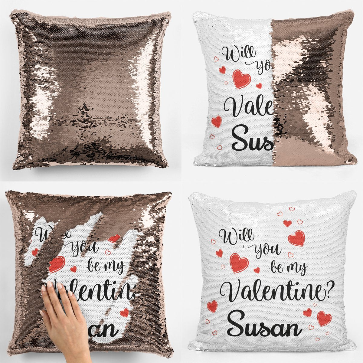 Will You Be My Valentine Sequin Magic Cushion