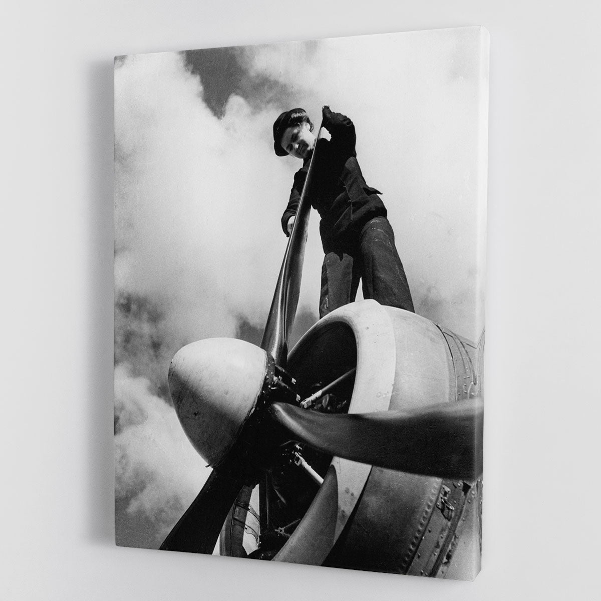WW2 Oiling the propeller blade Canvas Print or Poster - Canvas Art Rocks - 1