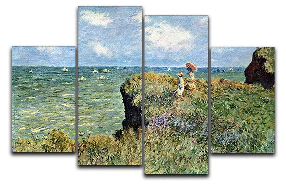 Walk on the cliffs by Monet 4 Split Panel Canvas  - Canvas Art Rocks - 1