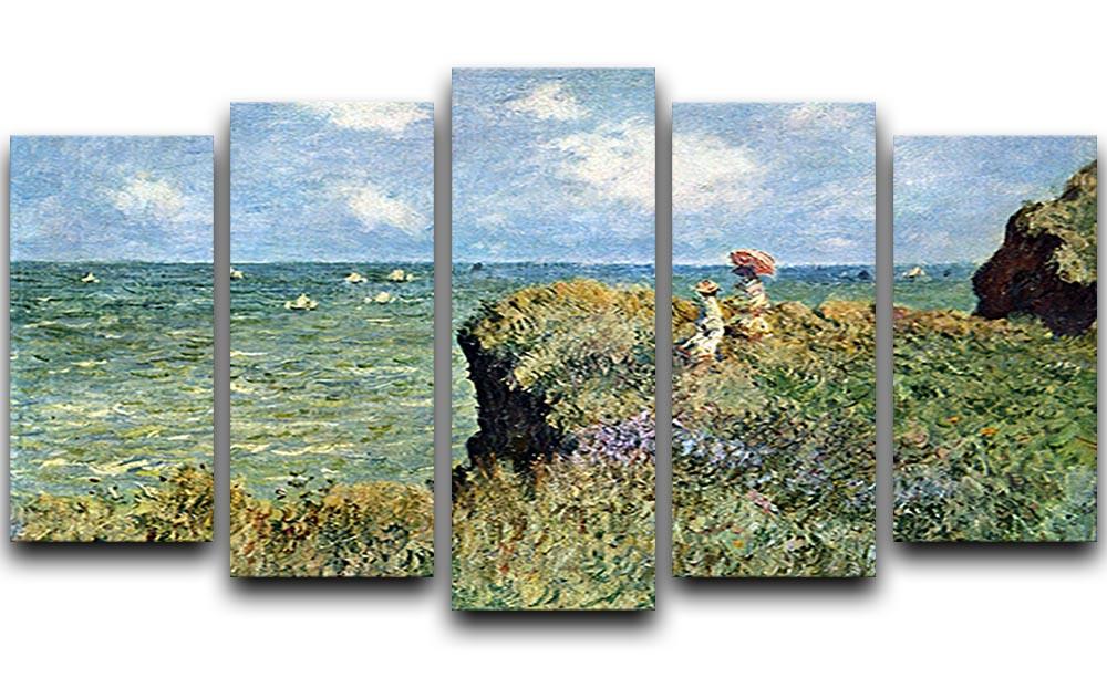 Walk on the cliffs by Monet 5 Split Panel Canvas  - Canvas Art Rocks - 1
