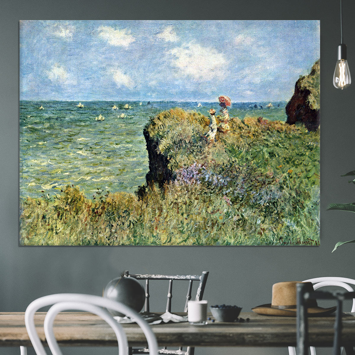 Walk on the cliffs by Monet Canvas Print or Poster - Canvas Art Rocks - 3