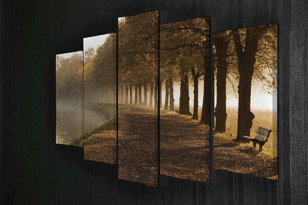 Walkway at the canal in morning 5 Split Panel Canvas  - Canvas Art Rocks - 2